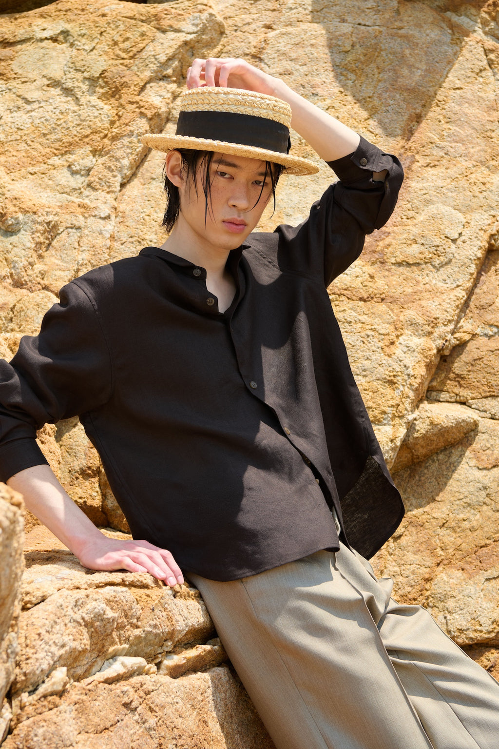 STU - Linen Shirt (Brown) product image 3 | TRAB K-Fashion Australia