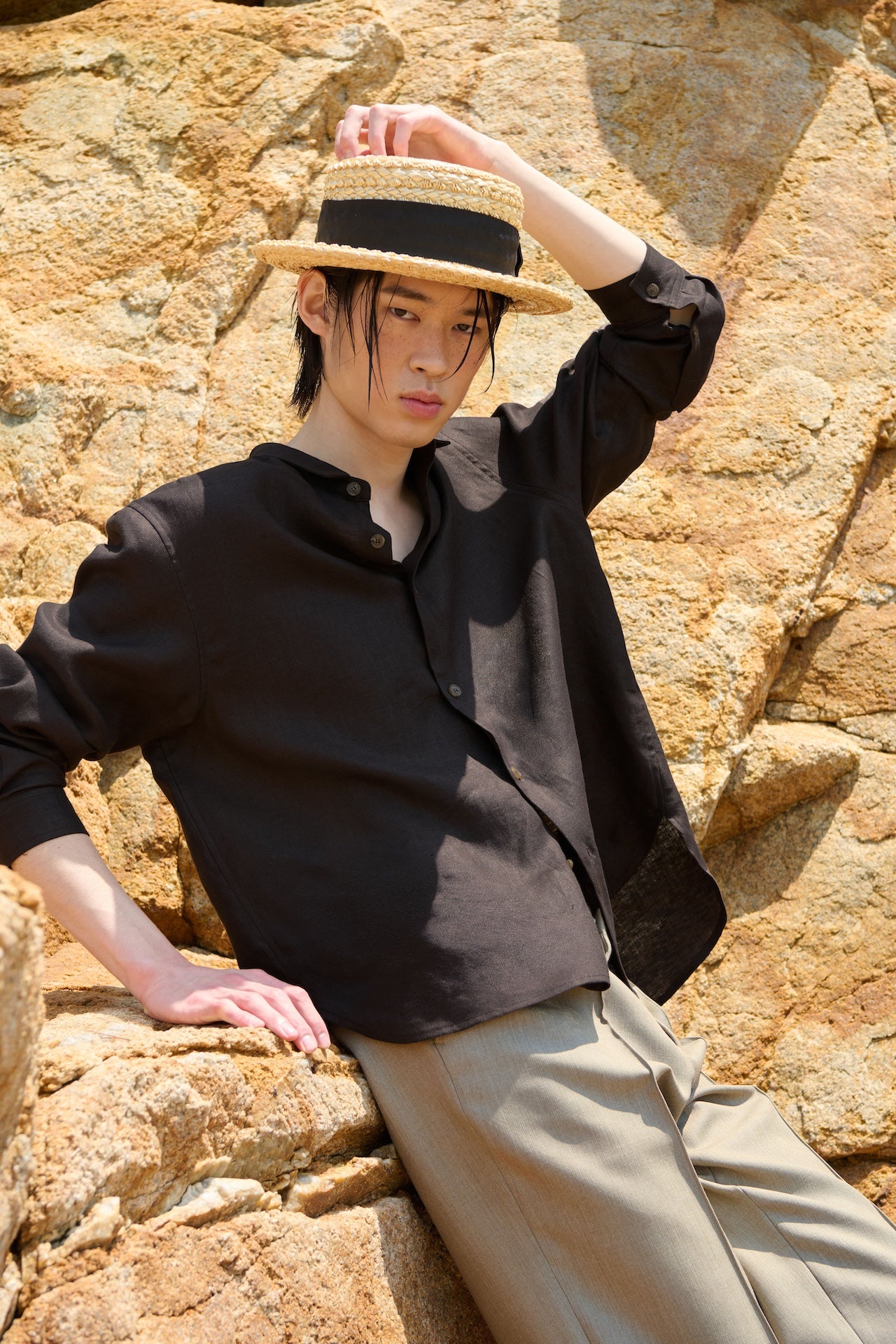 STU - Linen Shirt (Brown) product image 3 | TRAB K-Fashion Australia