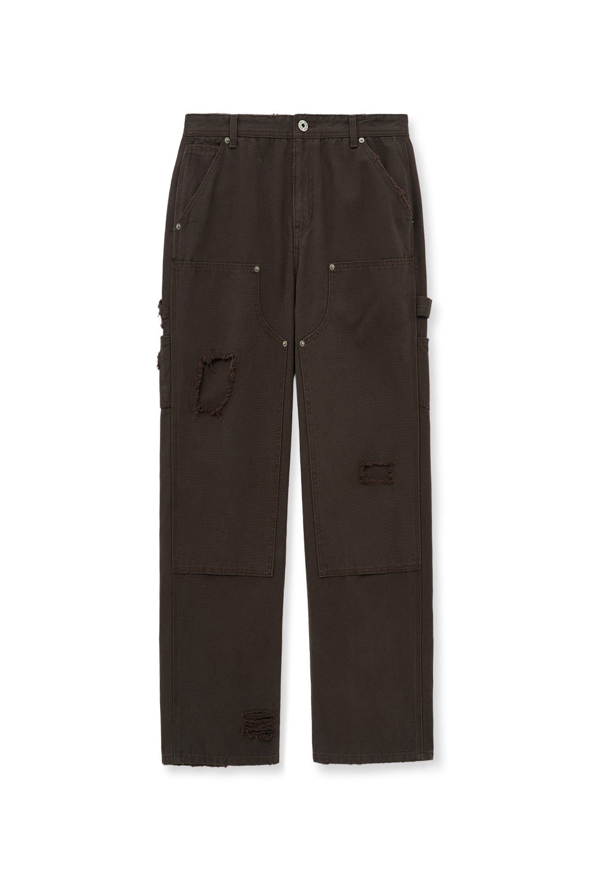 Matin Kim - Distressed Double Knee Work Pants (Brown) product image 2 | TRAB K-Fashion Australia