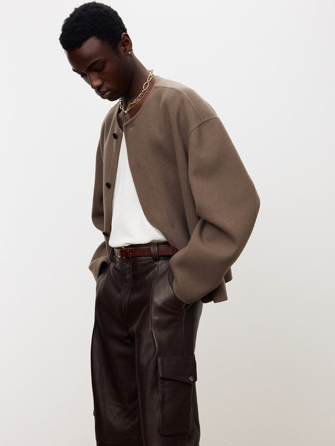 Tonywack - Hand-Made Wool Collarless Jacket (Taupe) product image 8 | TRAB K-Fashion Australia