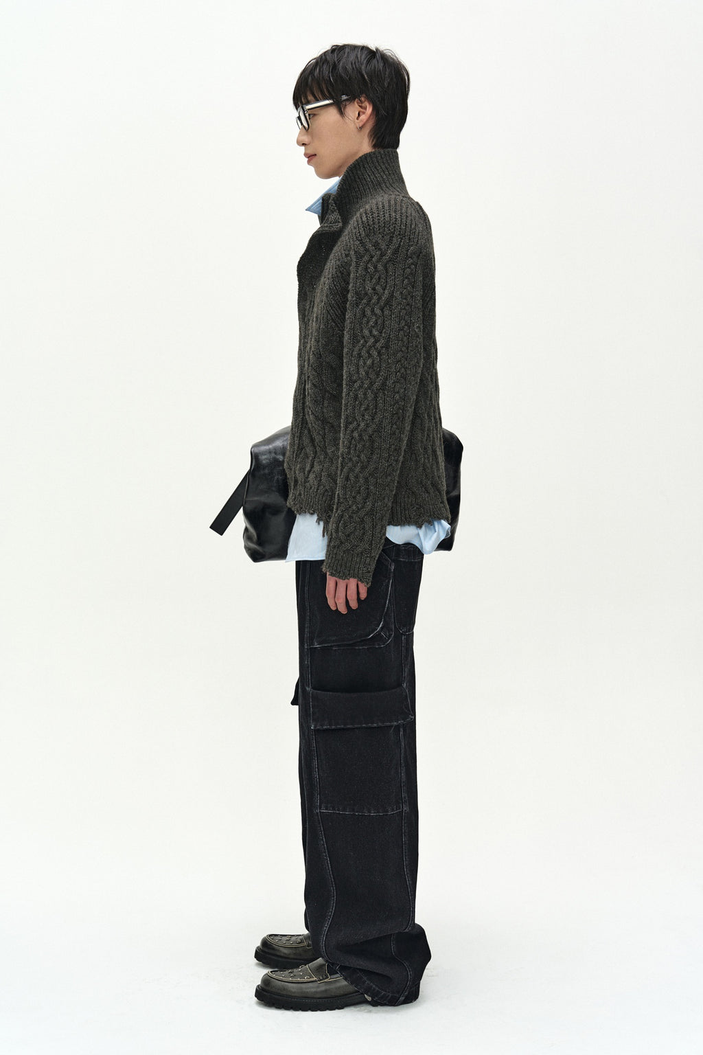 Andersson Bell - Fisherman Cable Zip-Up Sweater (Brown) product image 4 | TRAB K-Fashion Australia
