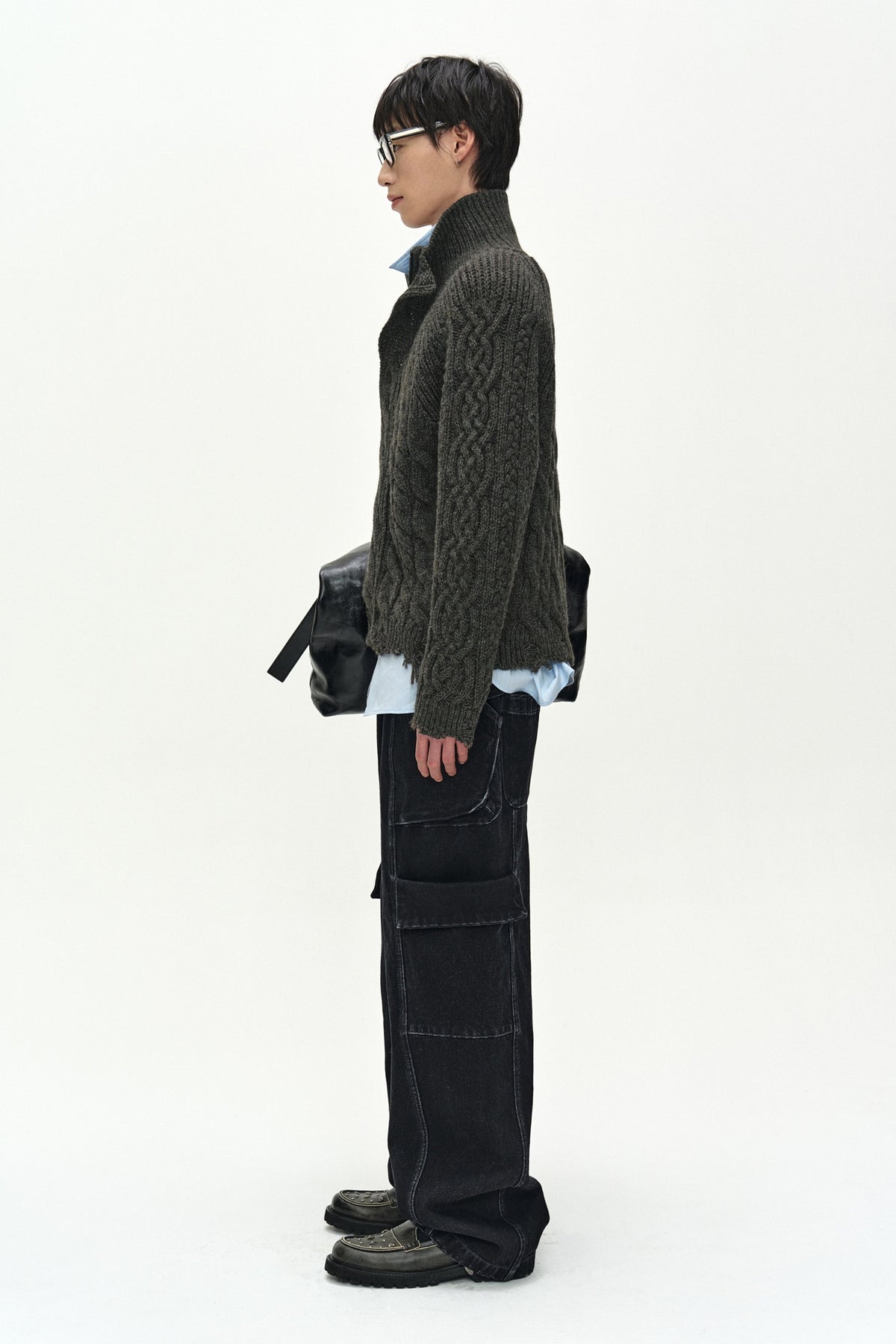 Andersson Bell - Fisherman Cable Zip-Up Sweater (Brown) product image 4 | TRAB K-Fashion Australia