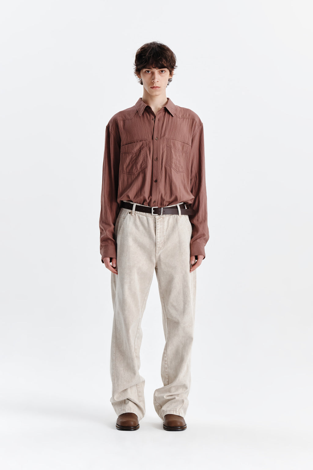Matin Kim - Side Point Color Denim Pants (Beige) product image 5 | TRAB K-Fashion Australia
