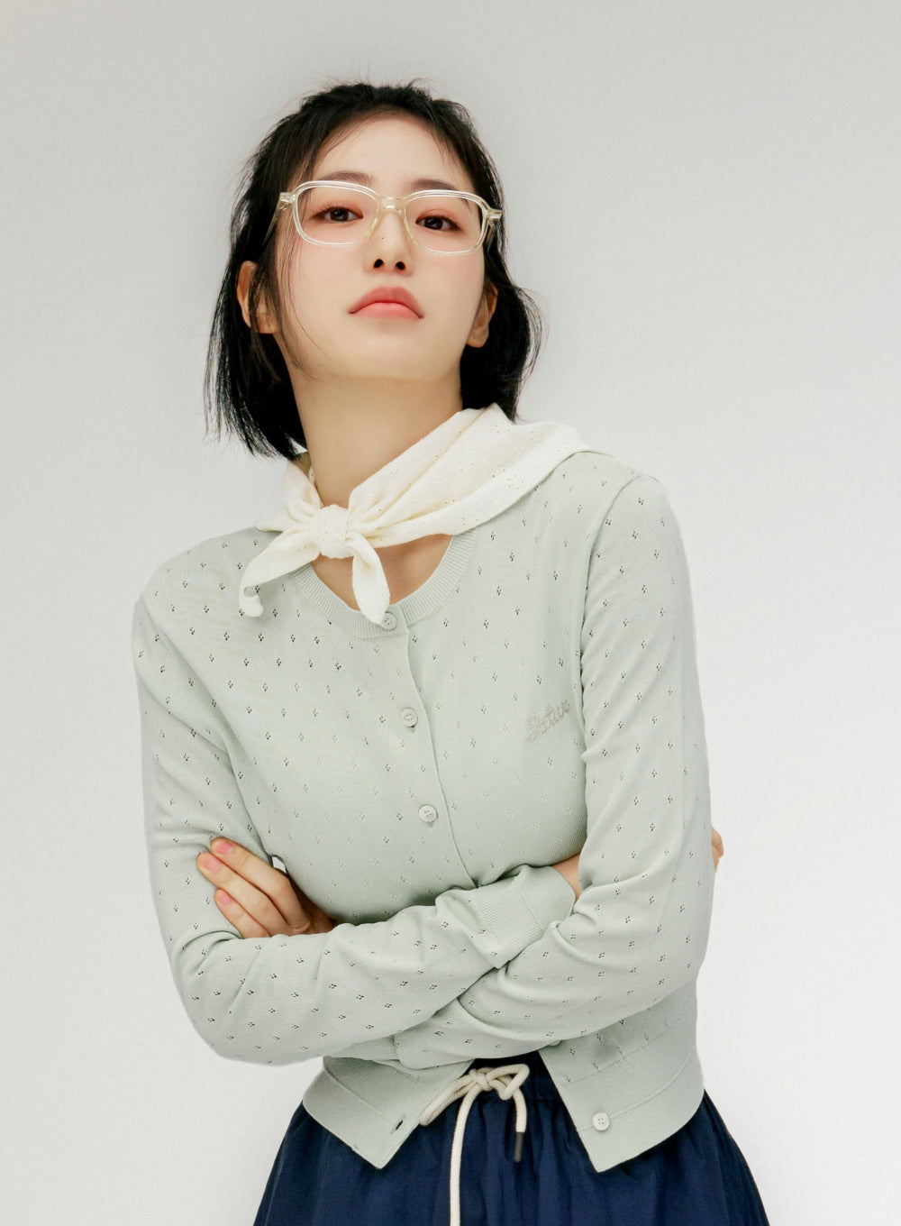 Satur - [ShinYeeun Pick] (W) Pointel Crewneck Cardigan (Mint) product image 1 | TRAB K-Fashion Australia