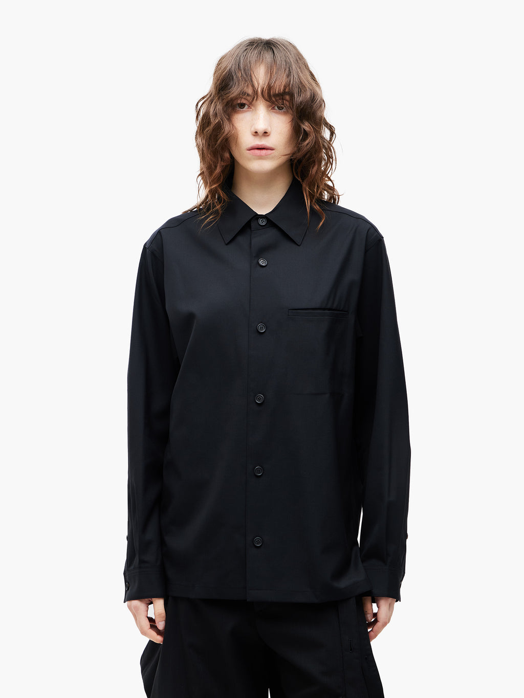 Jiyong Kim - Super Fine Wool Front Pocket Shirt (Black) product image 4 | TRAB K-Fashion Australia