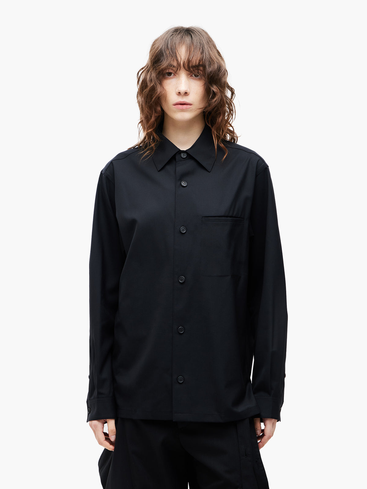 Jiyong Kim - Super Fine Wool Front Pocket Shirt (Black) product image 4 | TRAB K-Fashion Australia
