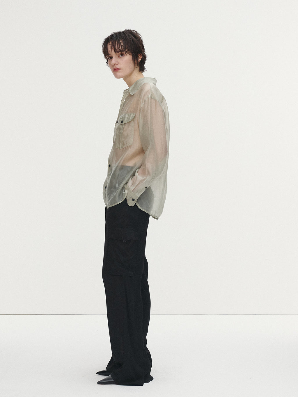 Tonywack - Oversized Sheer Shirt (Pale Green) product image 4 | TRAB K-Fashion Australia