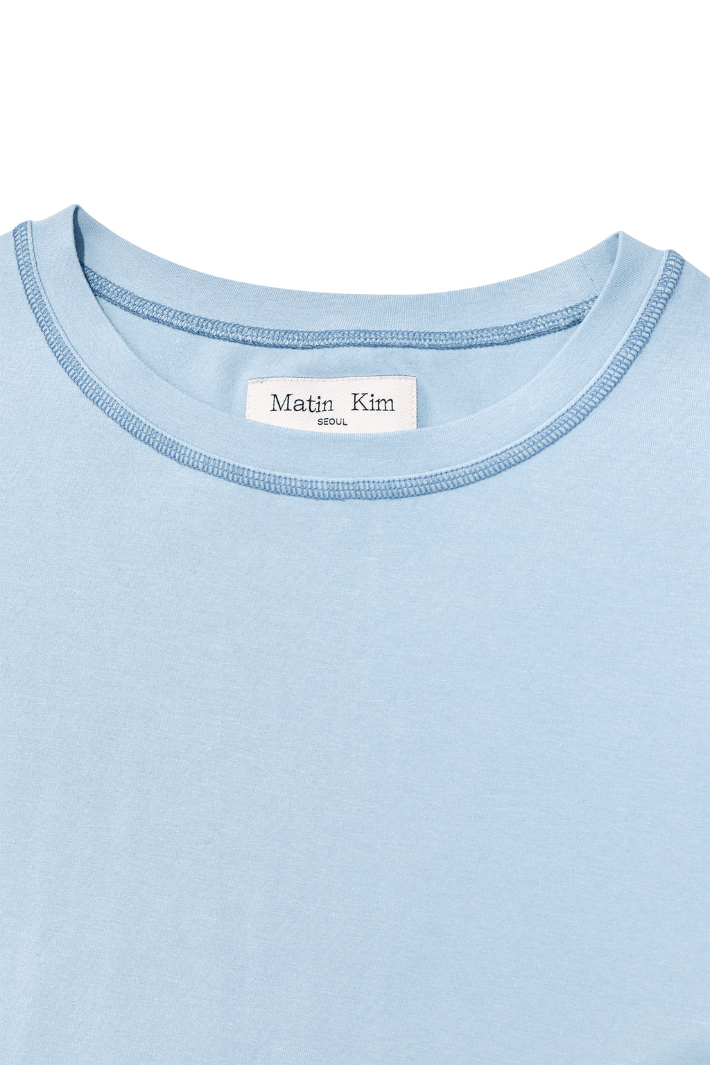 Matin Kim - Three Quarter Logo Slim Top (Light Blue) product image 3 | TRAB K-Fashion Australia