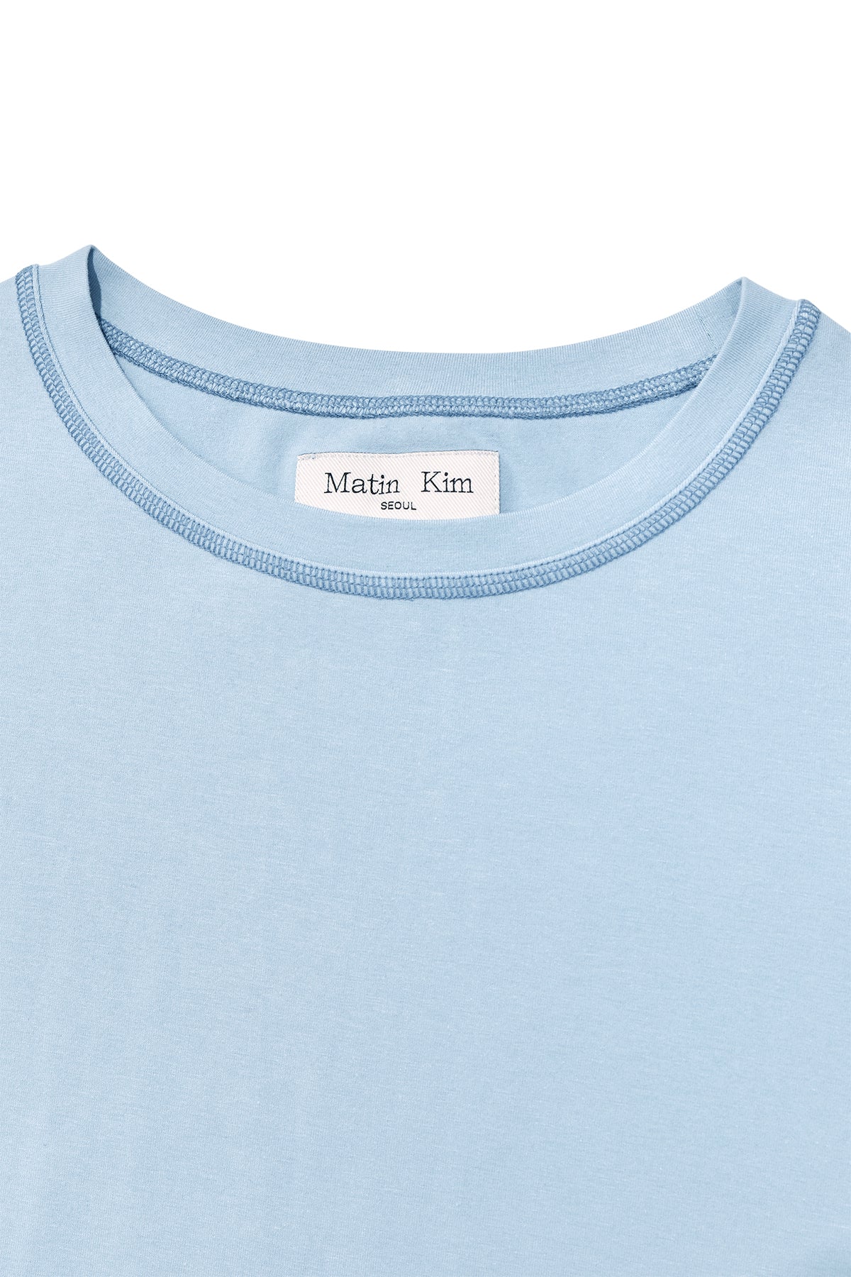 Matin Kim - Three Quarter Logo Slim Top (Light Blue) product image 3 | TRAB K-Fashion Australia