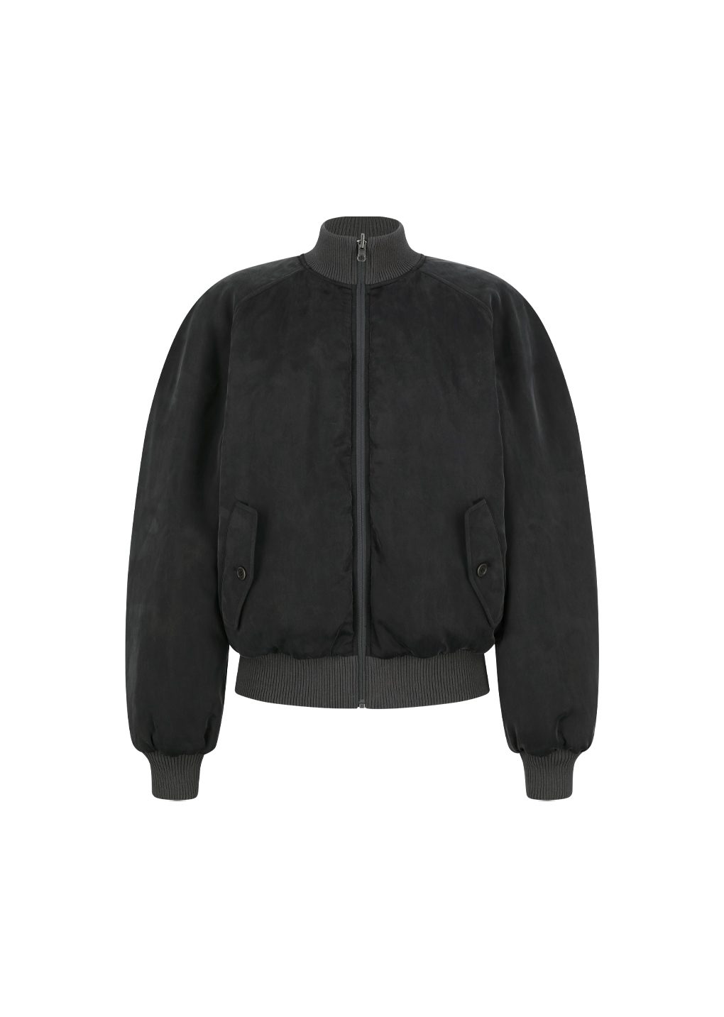 Amomento - Ribbed silky blouson (Black) product image 2 | TRAB K-Fashion Australia