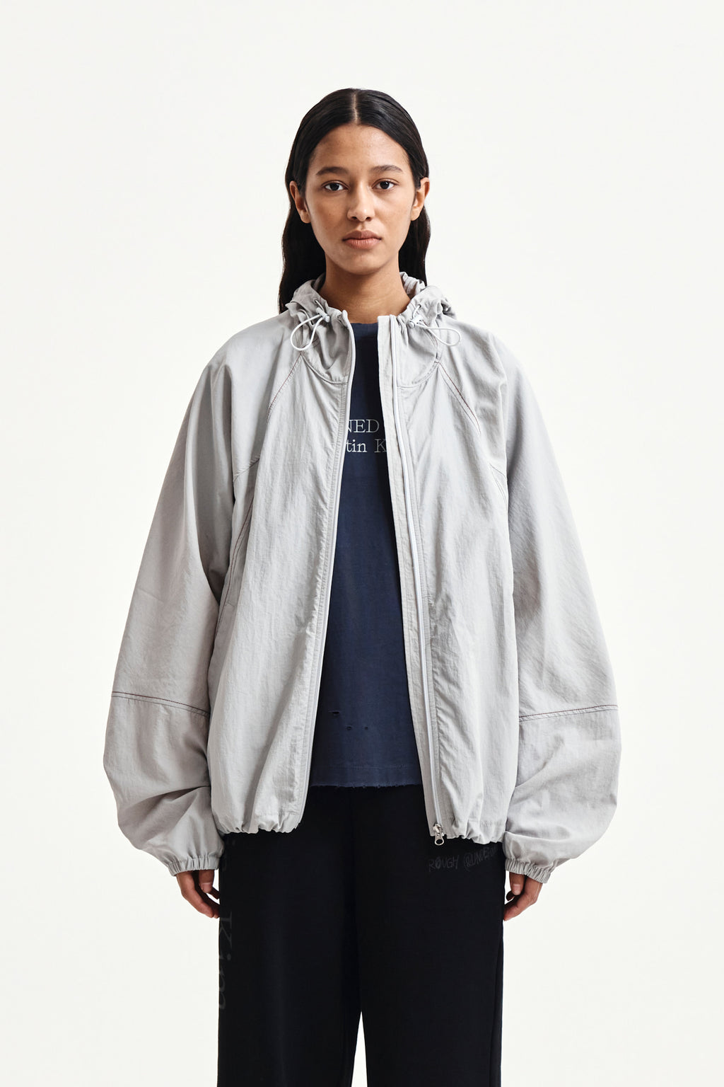 Matin Kim - Back Logo Hoody Wind Breaker (Light Beige) product image 6 | TRAB K-Fashion Australia