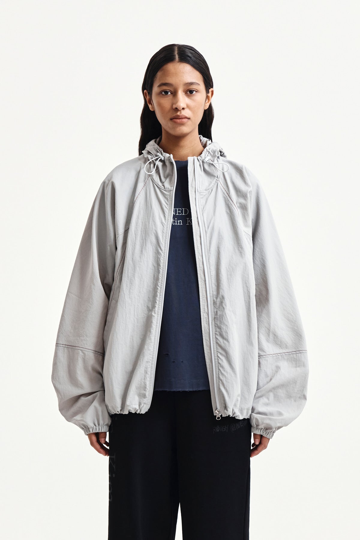 Matin Kim - Back Logo Hoody Wind Breaker (Light Beige) product image 6 | TRAB K-Fashion Australia