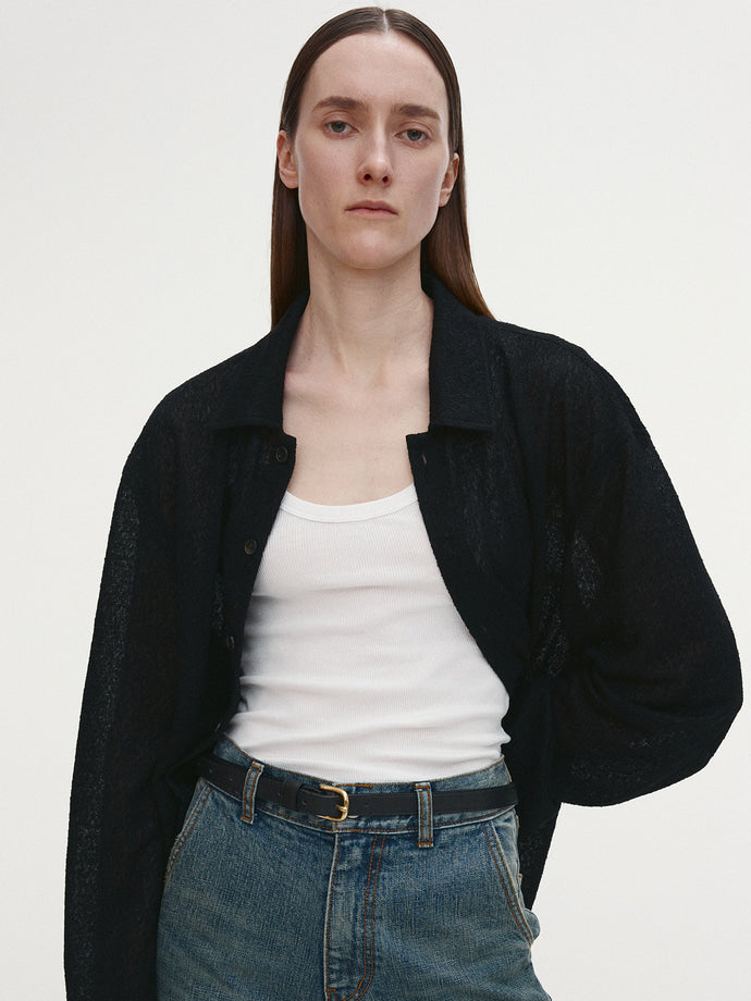 Tonywack - Textured Wool Sheer Button Blouson (Japanese Fabric) (Black) product image 1 | TRAB K-Fashion Australia