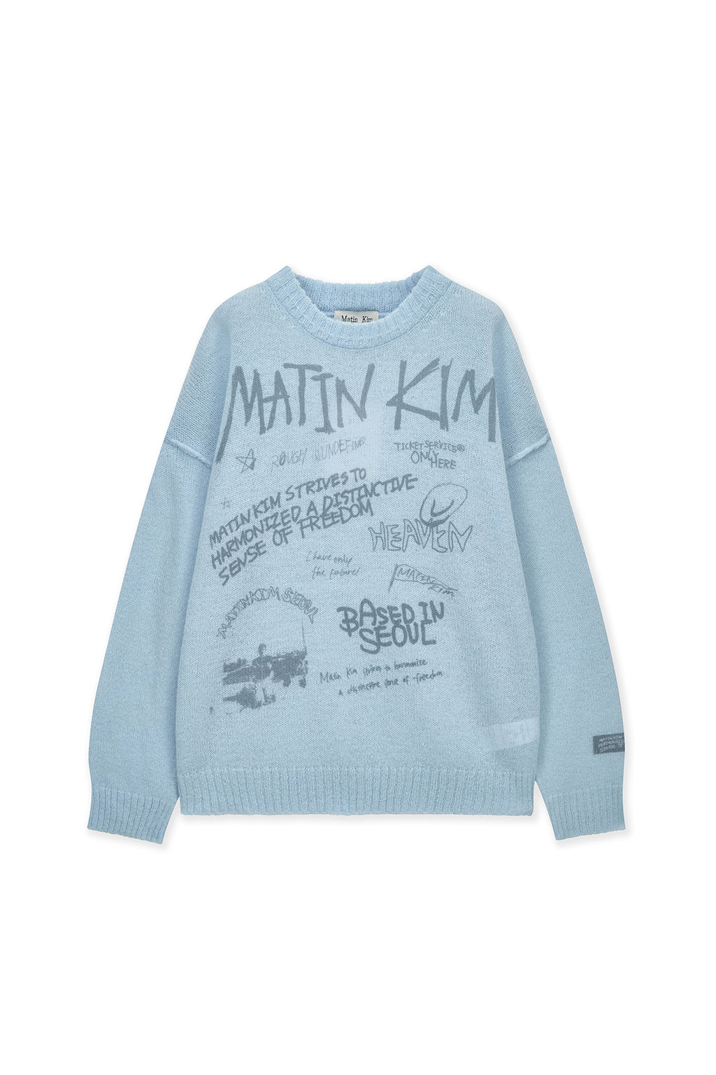 Matin Kim - Graffiti Artwork Knit Pullover (Light Blue) product image 1 | TRAB K-Fashion Australia