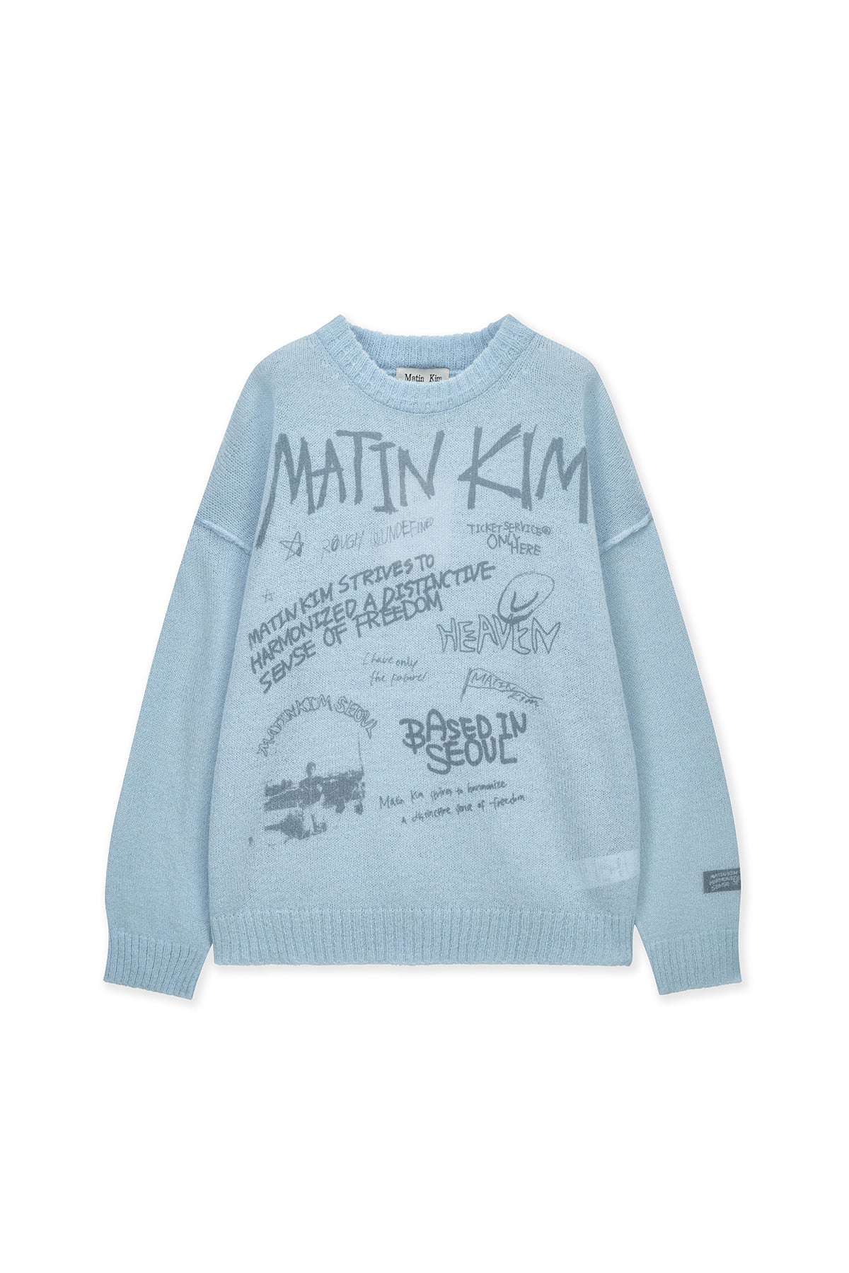 Matin Kim - Graffiti Artwork Knit Pullover (Light Blue) product image 1 | TRAB K-Fashion Australia