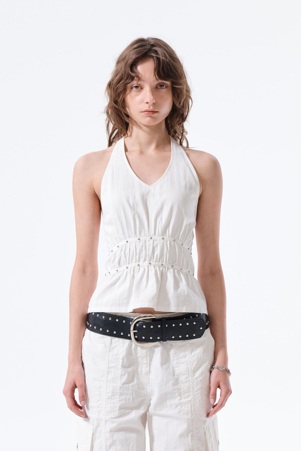 Matin Kim - Halter Neck Shirring Blouse (White) product image 6 | TRAB K-Fashion Australia
