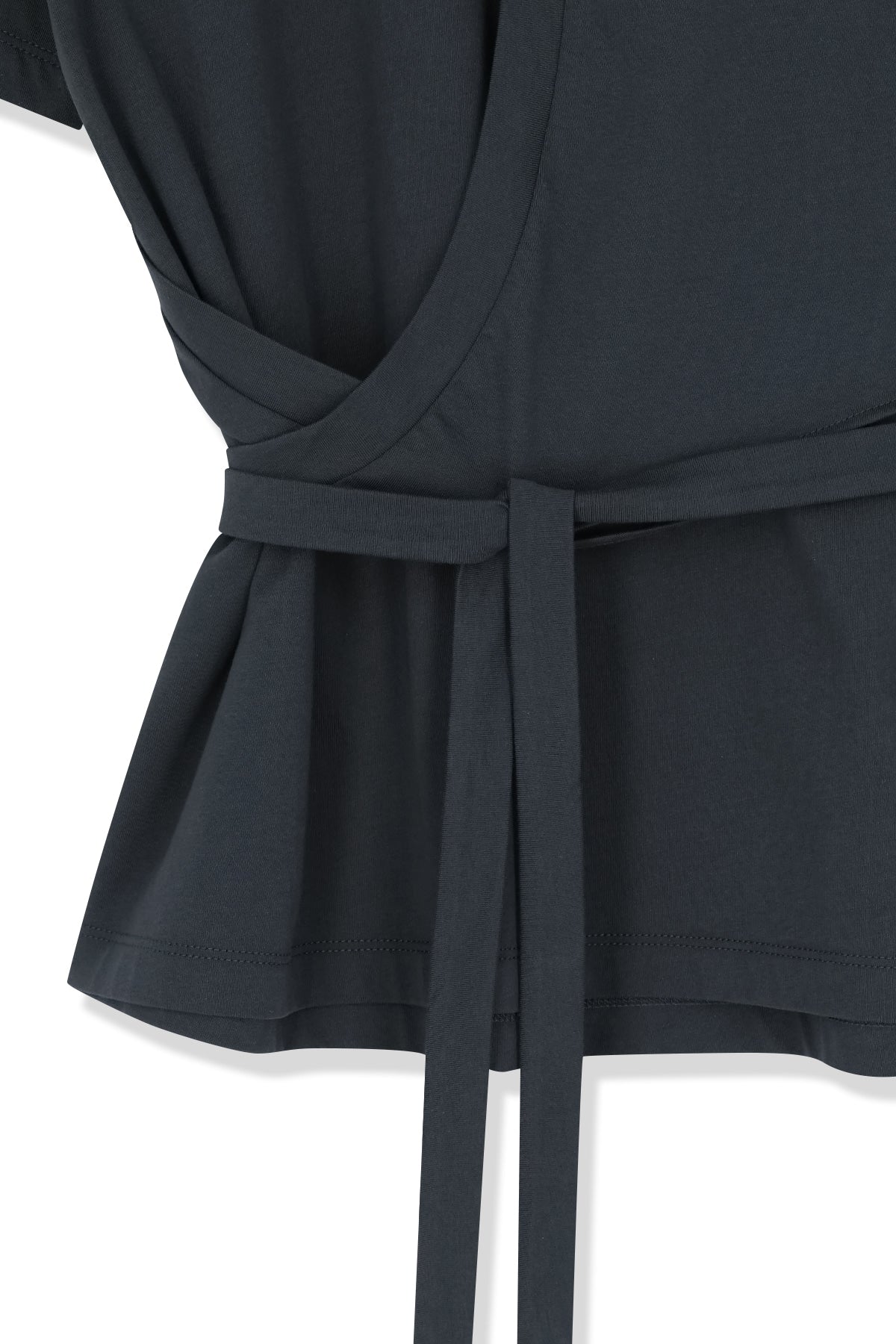 Matin Kim - Tie Detail Draped Logo Top (Charcoal) product image 5 | TRAB K-Fashion Australia