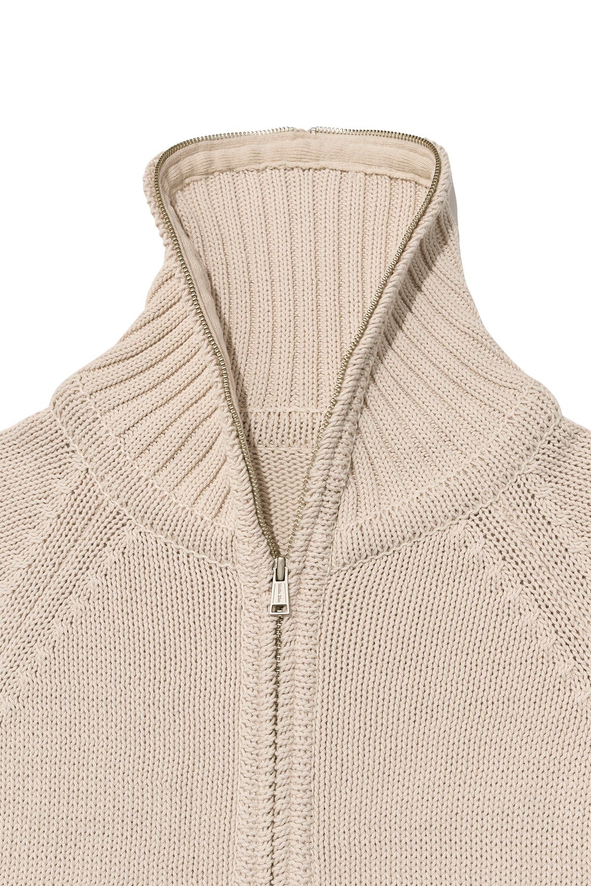 Matin Kim - Applique Logo Patch Knit Zip Up (Light Beige) product image 3 | TRAB K-Fashion Australia