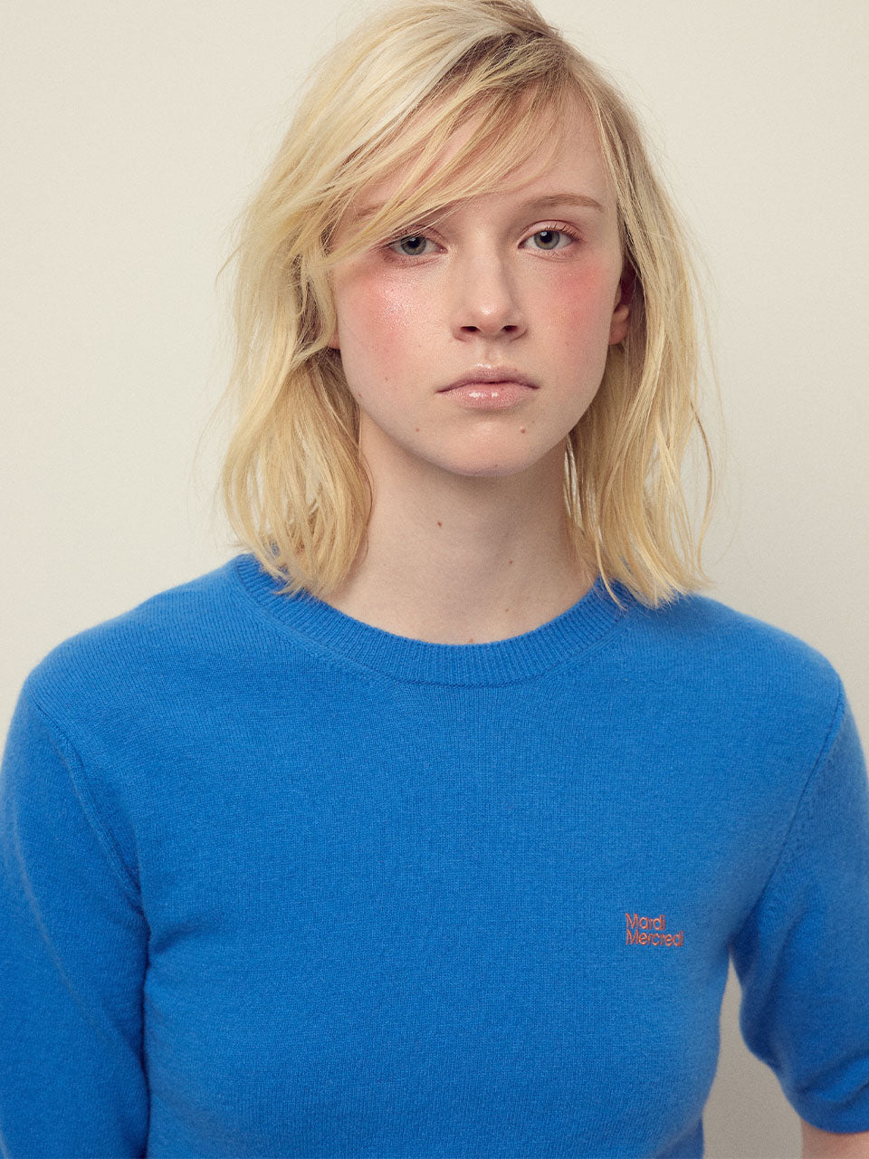 Mardi Mercredi - Cashmere Blended Top Short Sleeve Essential (Blue) product image 1 | TRAB K-Fashion Australia