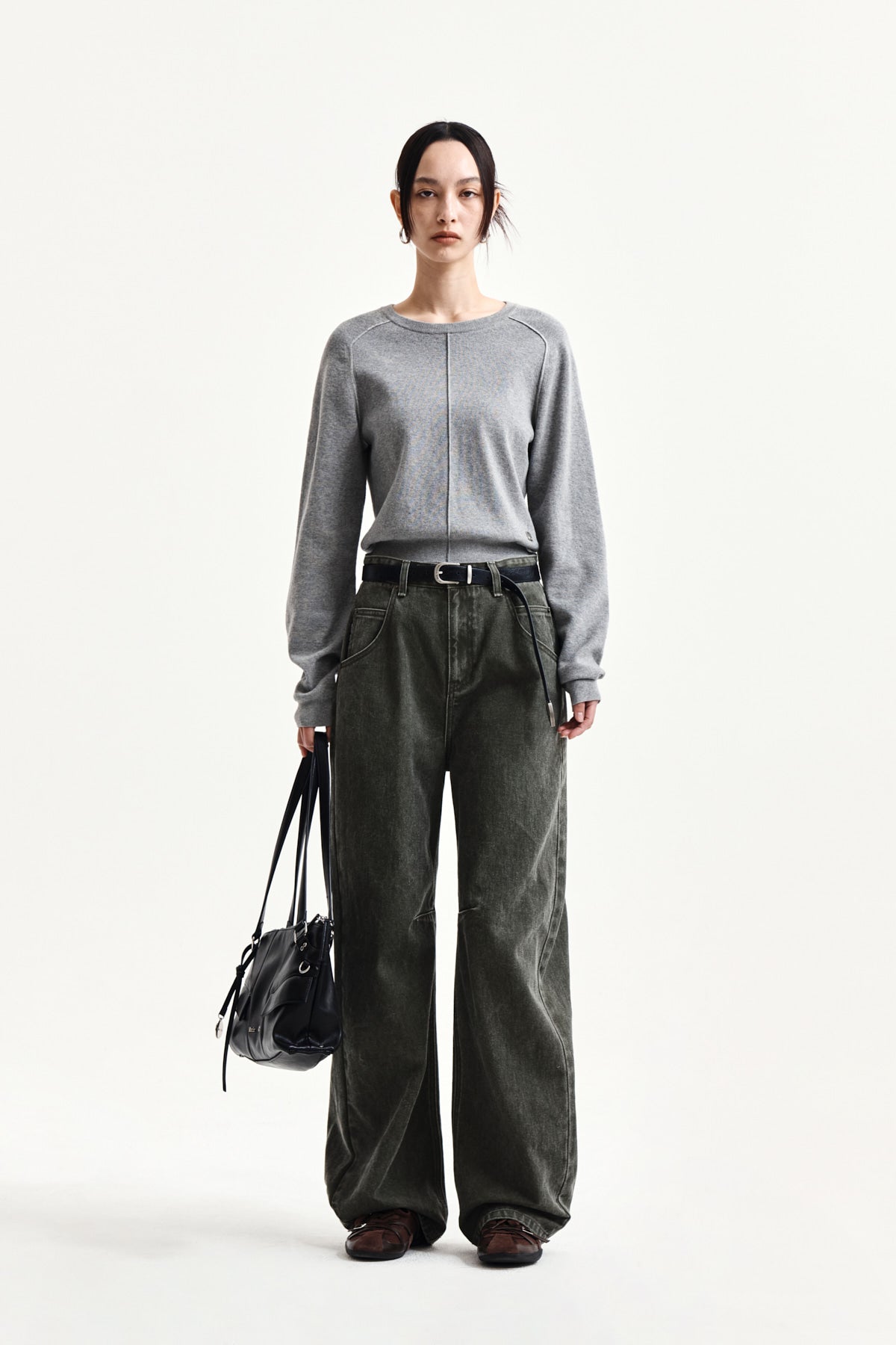 Matin Kim - Raglan Sleeve Knit Pullover (Grey) product image 8 | TRAB K-Fashion Australia