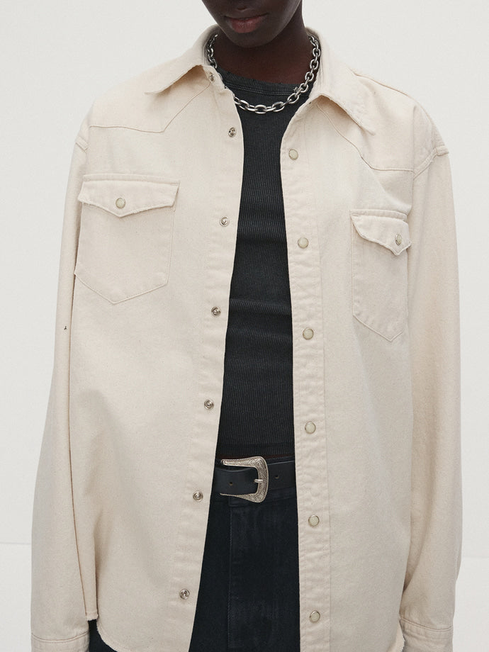 Tonywack - Washed Denim Distressed Western Shirt (Ecru) product image 6 | TRAB K-Fashion Australia