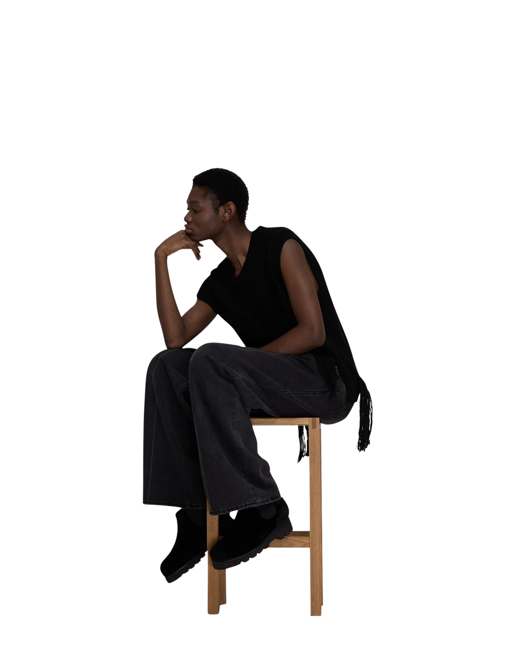 Kimhe Kim - Fringed Knit Vest (Black) product image 16 | TRAB K-Fashion Australia