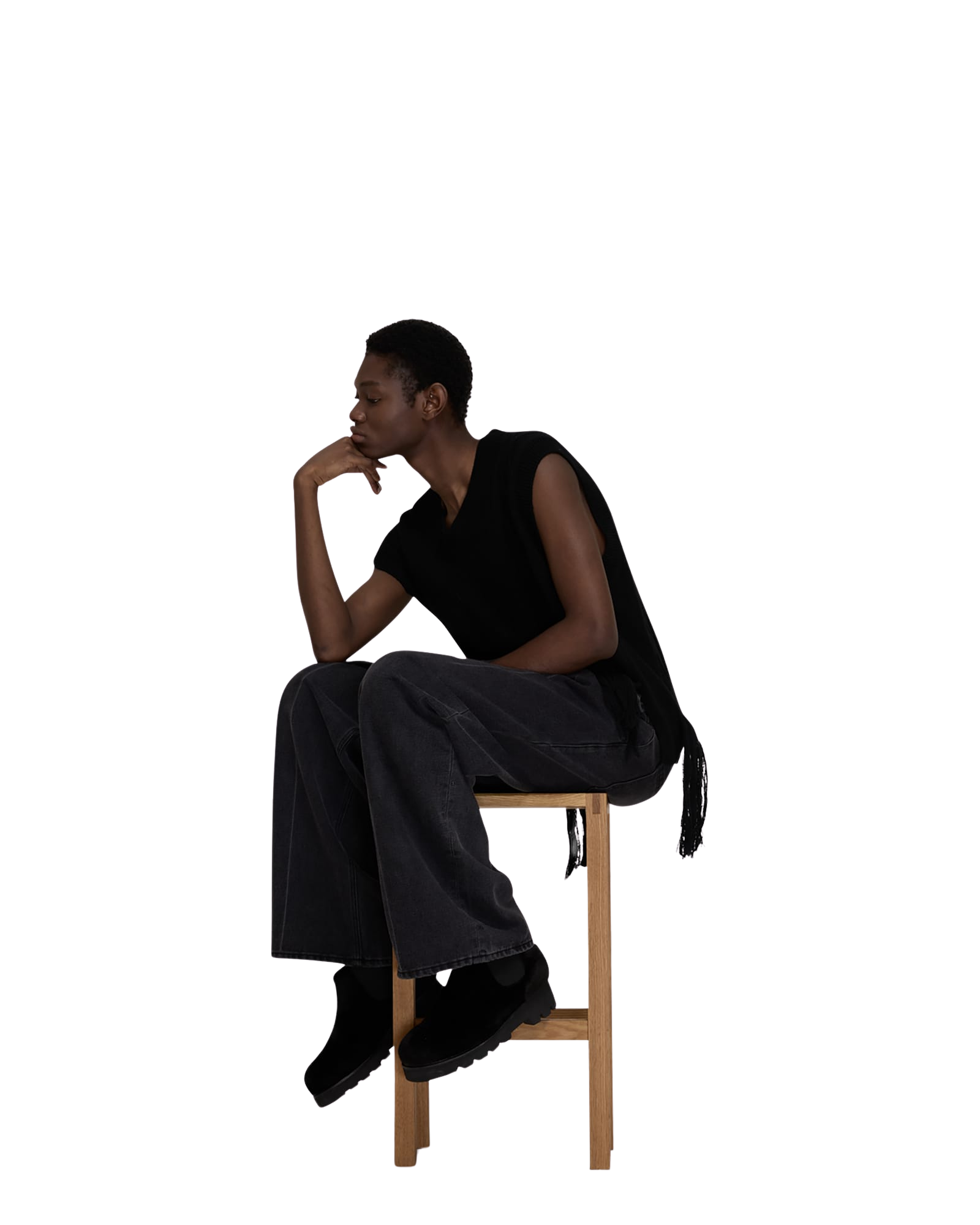 Kimhe Kim - Fringed Knit Vest (Black) product image 16 | TRAB K-Fashion Australia