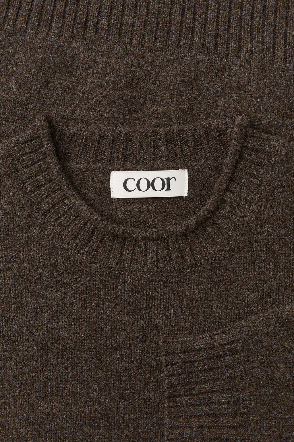 Coor - Wool Cropped Pocket Crewneck Sweater (Melange Brown) product image 5 | TRAB K-Fashion Australia