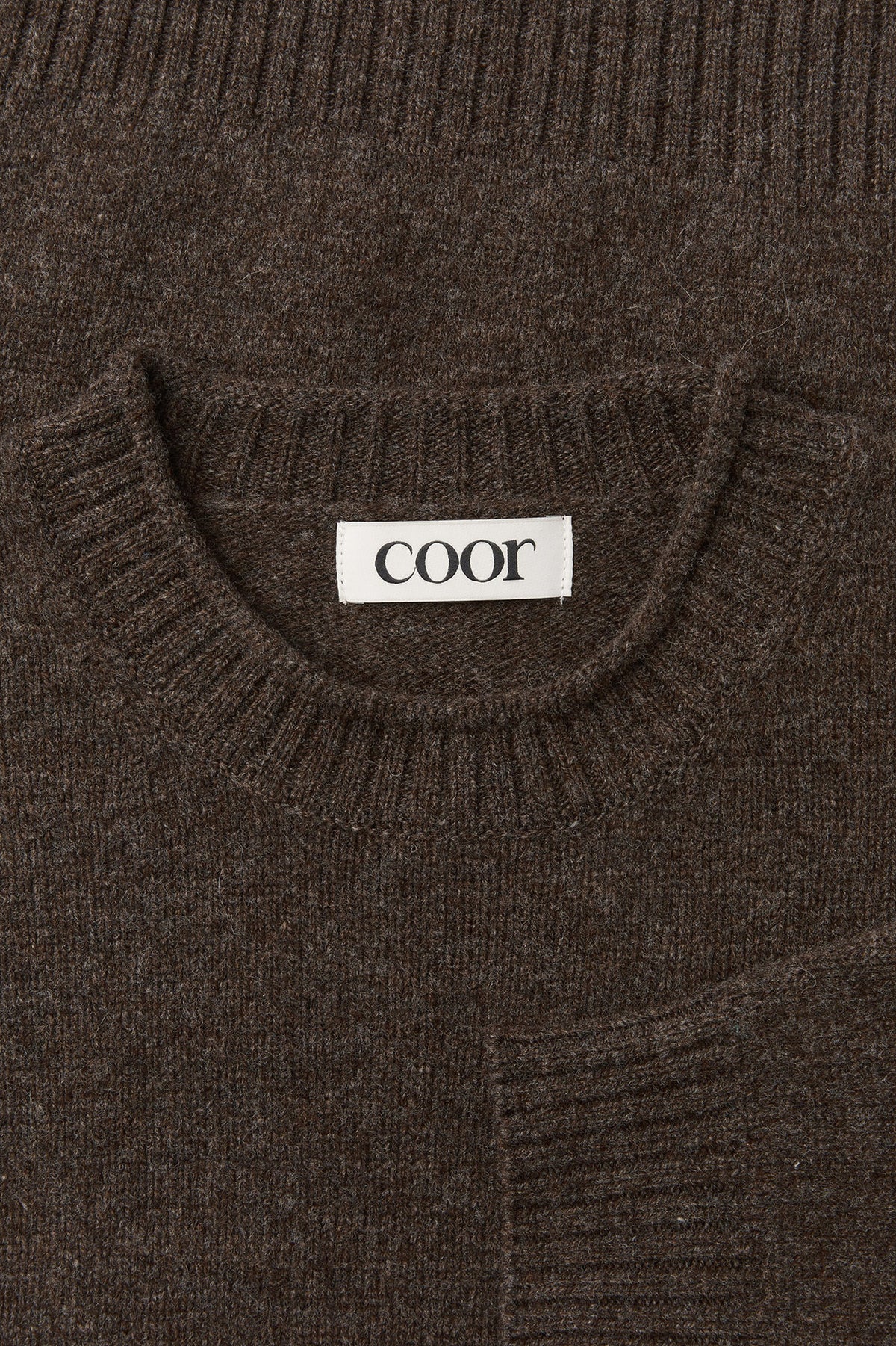Coor - Wool Cropped Pocket Crewneck Sweater (Melange Brown) product image 5 | TRAB K-Fashion Australia