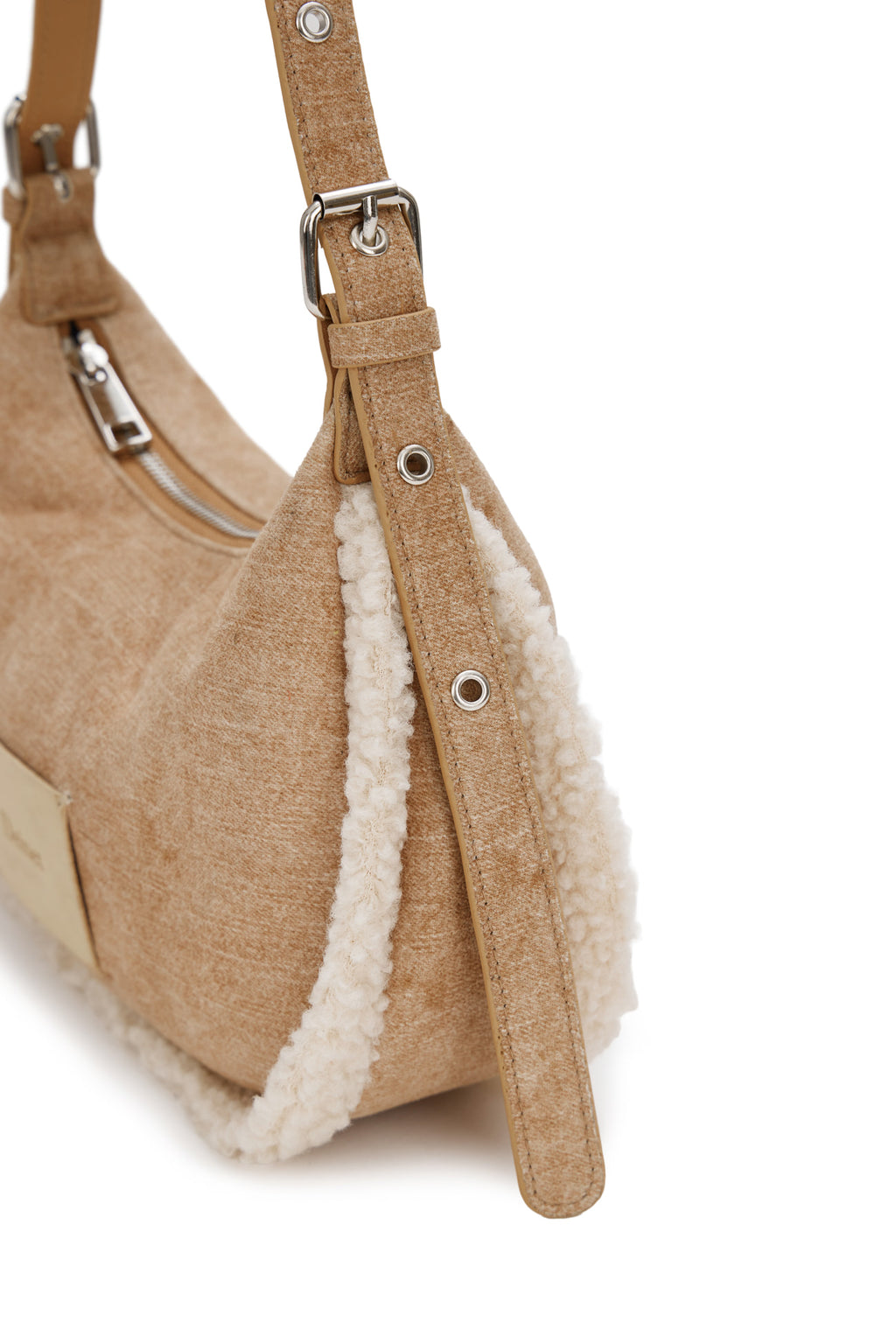 Deinet - Faux Suede Fur Mini Shoulder Bag (Beige) product image 5 | TRAB K-Fashion Australia