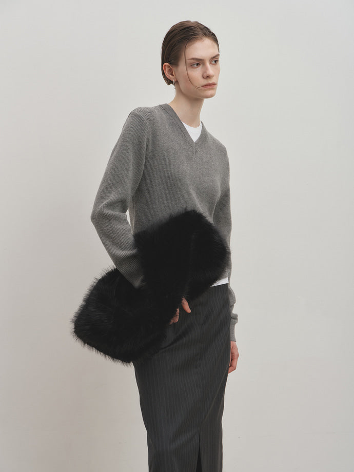 Tonywack - Super Fine Wool Ribbed V-Neck Sweater (Melange Grey) product image 1 | TRAB K-Fashion Australia