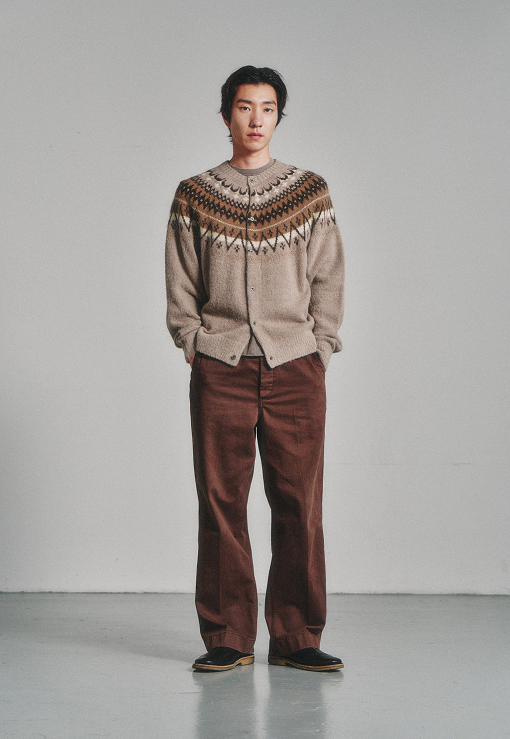 Art if acts - Fair Isle Mohair Cardigan (Wood) product image 2 | TRAB K-Fashion Australia