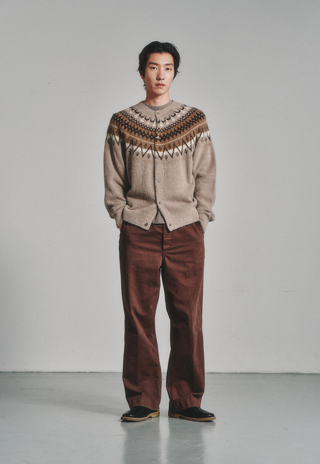 Art if acts - Fair Isle Mohair Cardigan (Wood) product image 2 | TRAB K-Fashion Australia