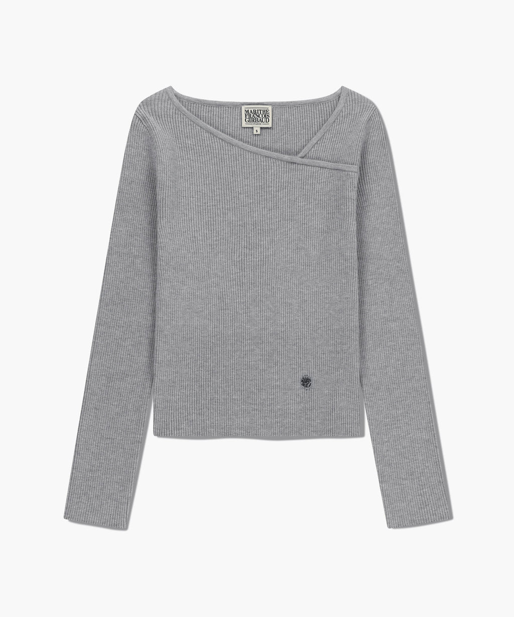 Marithe & Francois Girbaud - Circle Logo Neck Point Knit (Heather Gray) product image 6 | TRAB K-Fashion Australia