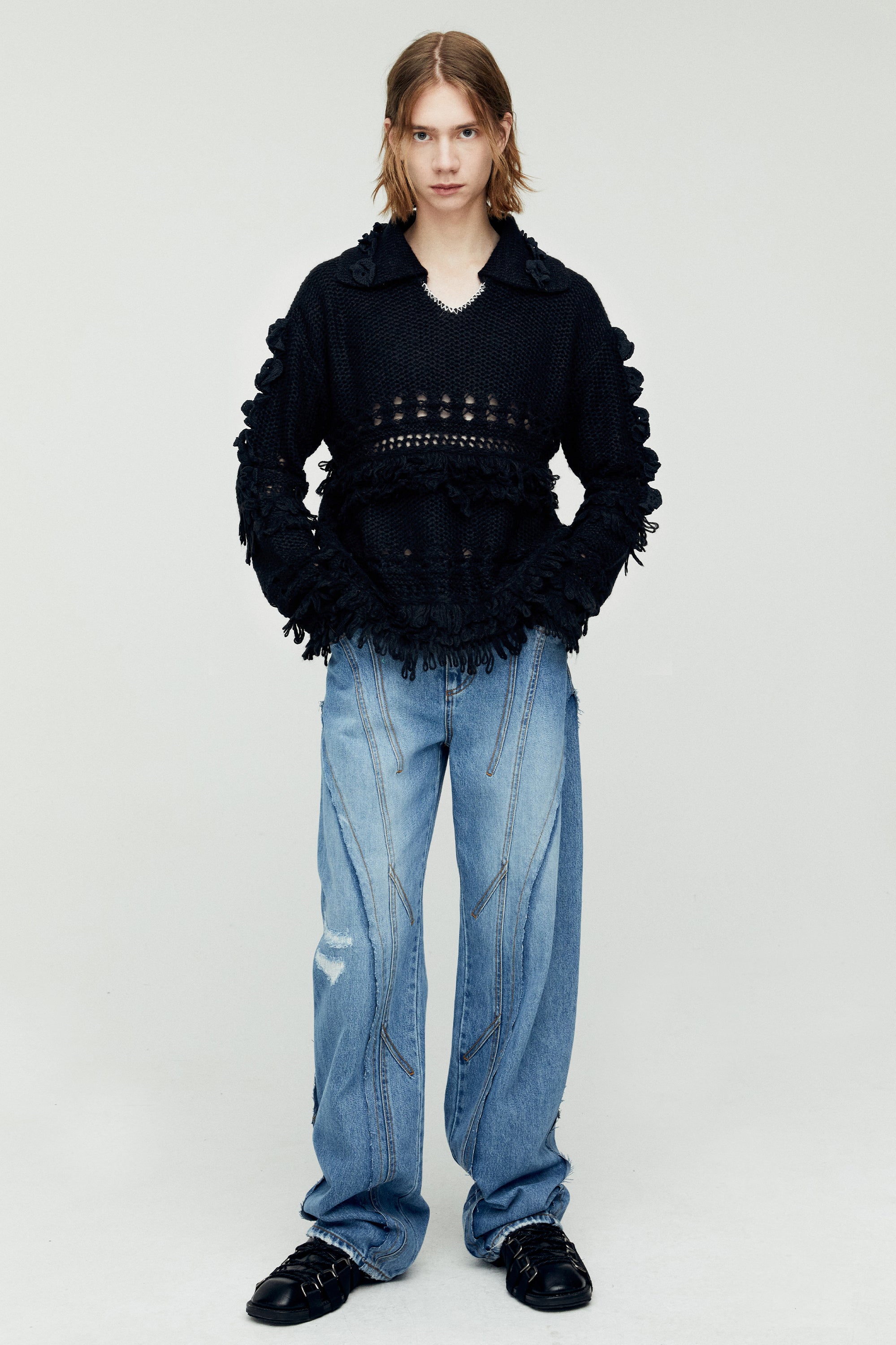 Andersson Bell - Panel Carpenter Wide-Leg Jeans (Washed Blue) product image 4 | TRAB K-Fashion Australia