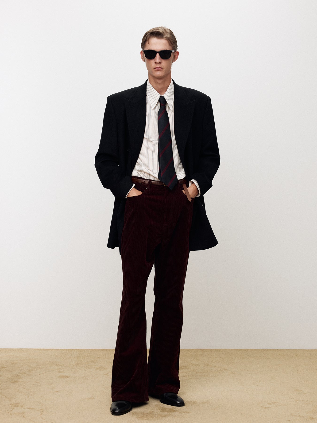 Tonywack - Italian Corduroy Loose Flared Pants (Burgundy) product image 6 | TRAB K-Fashion Australia