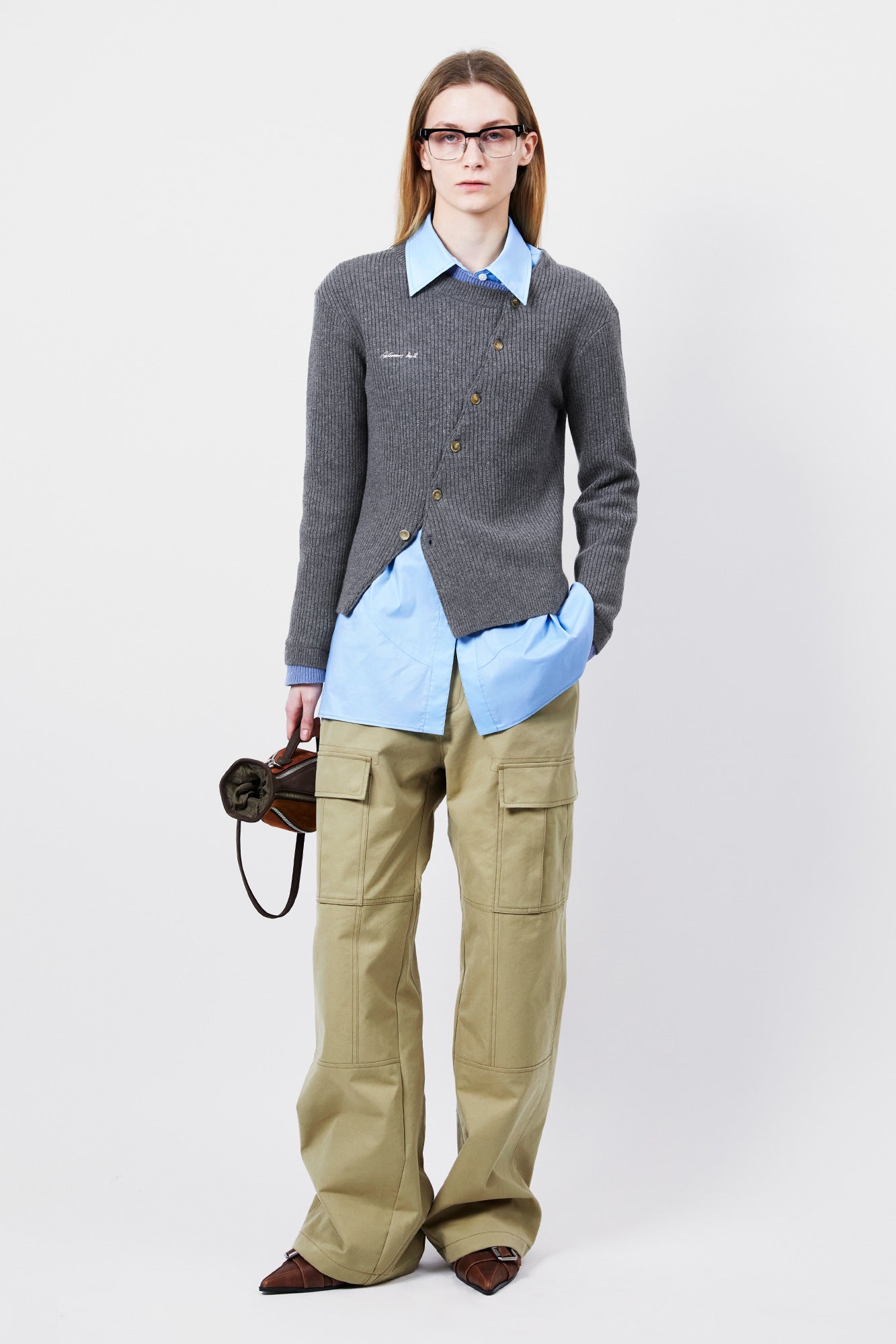 Andersson Bell - Button Slim Knit Cardigan (Grey) product image 7 | TRAB K-Fashion Australia