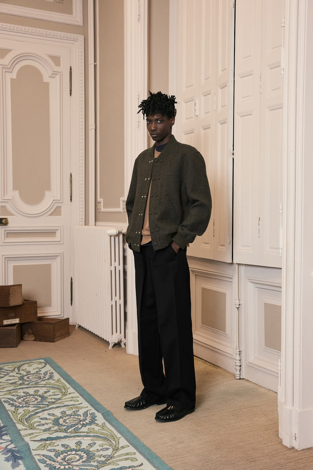 STU - Double Placket Varsity Jacket (Khaki) product image 11 | TRAB K-Fashion Australia
