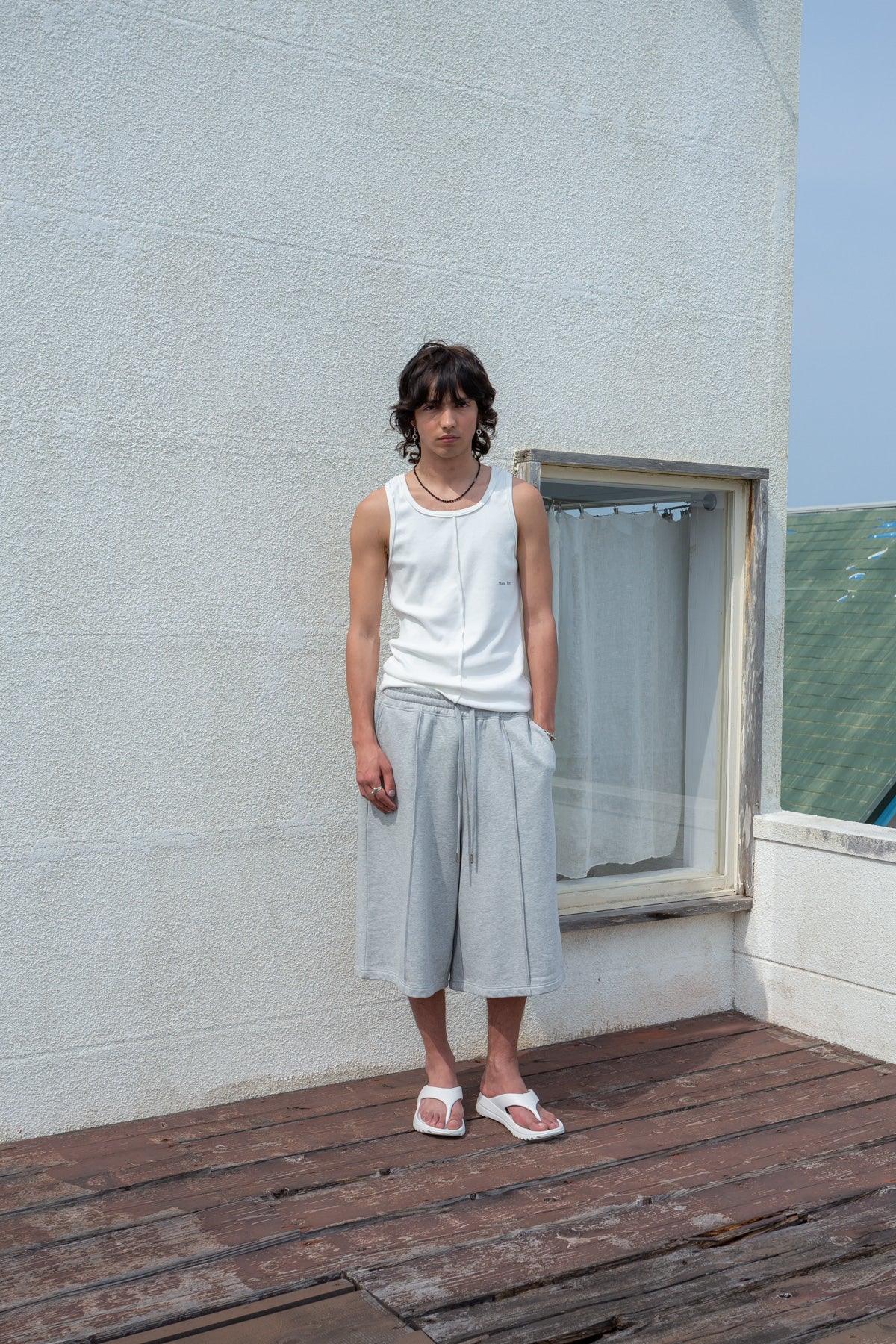 Matin Kim - Small Logo Pintuck Sleeveless Top (White) product image 9 | TRAB K-Fashion Australia