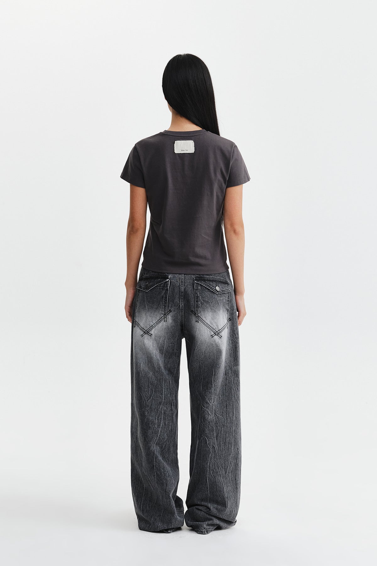 Matin Kim - Applique Logo Slim Top (Charcoal) product image 8 | TRAB K-Fashion Australia