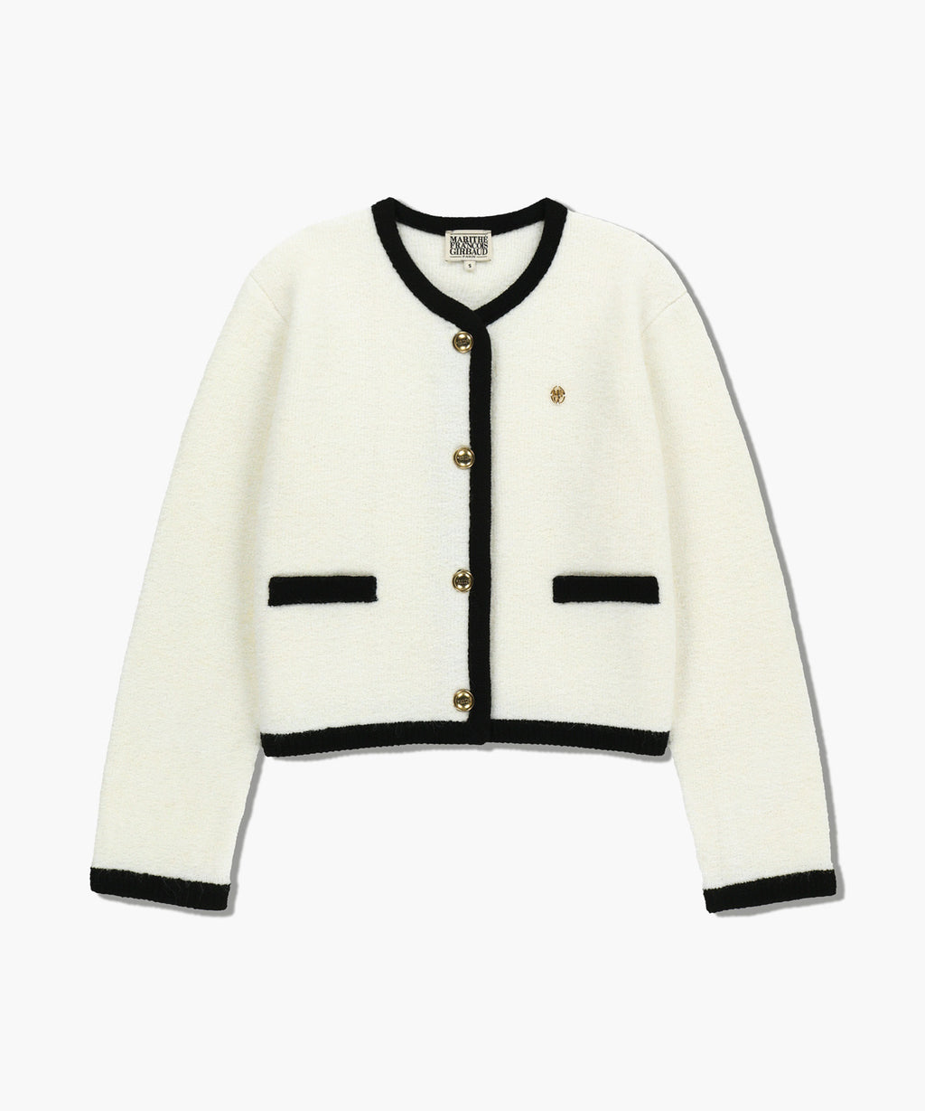 Marithe & Francois Girbaud - Boucle Knit Round Neck Cardigan (Ivory) product image 6 | TRAB K-Fashion Australia