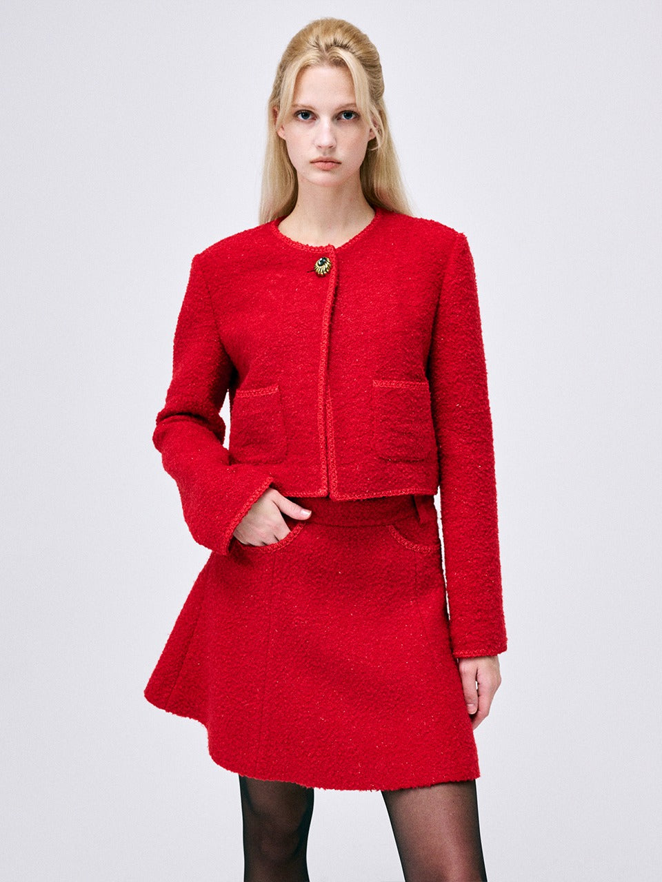Mardi Mercredi - Tweed A Line Skirt (Red) product image 1 | TRAB K-Fashion Australia
