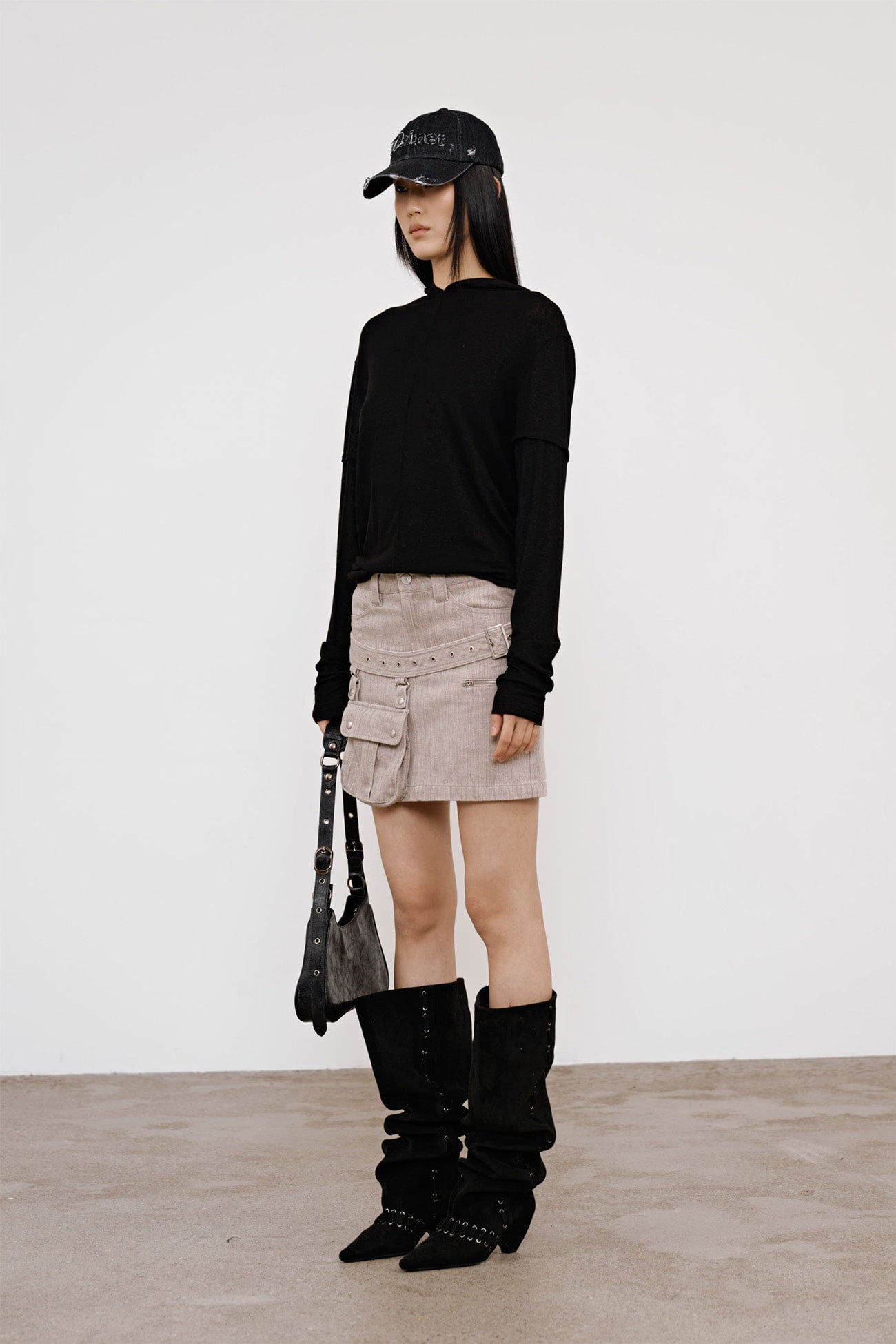 Deinet - Fake Hood Long Sleeve (Black) product image 2 | TRAB K-Fashion Australia