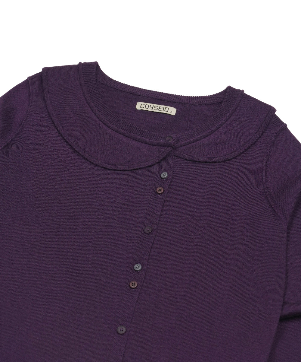 Coyseio - Round Collar Knit Cardigan (Purple) product image 12 | TRAB K-Fashion Australia