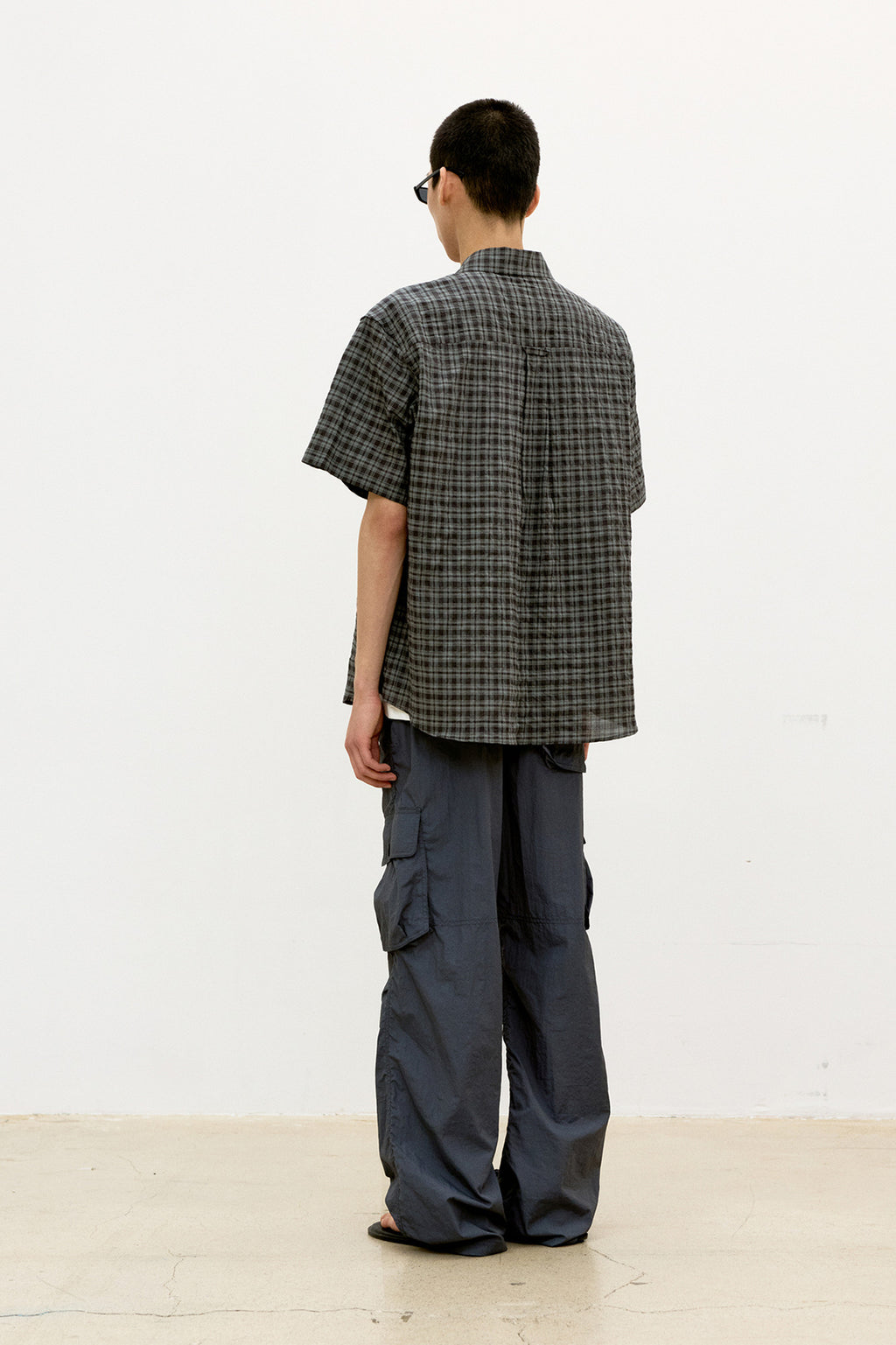 Coor - Alternative Wrinkle Check Half Shirt (Washed Black) product image 4 | TRAB K-Fashion Australia