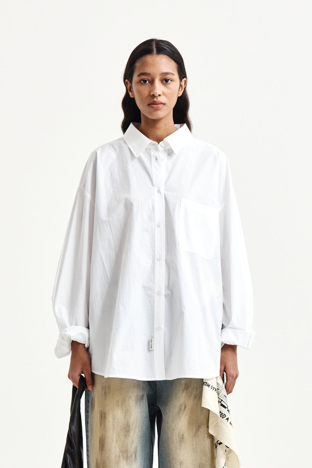 Matin Kim - Embroidery Small Logo Shirt (White) product image 15 | TRAB K-Fashion Australia