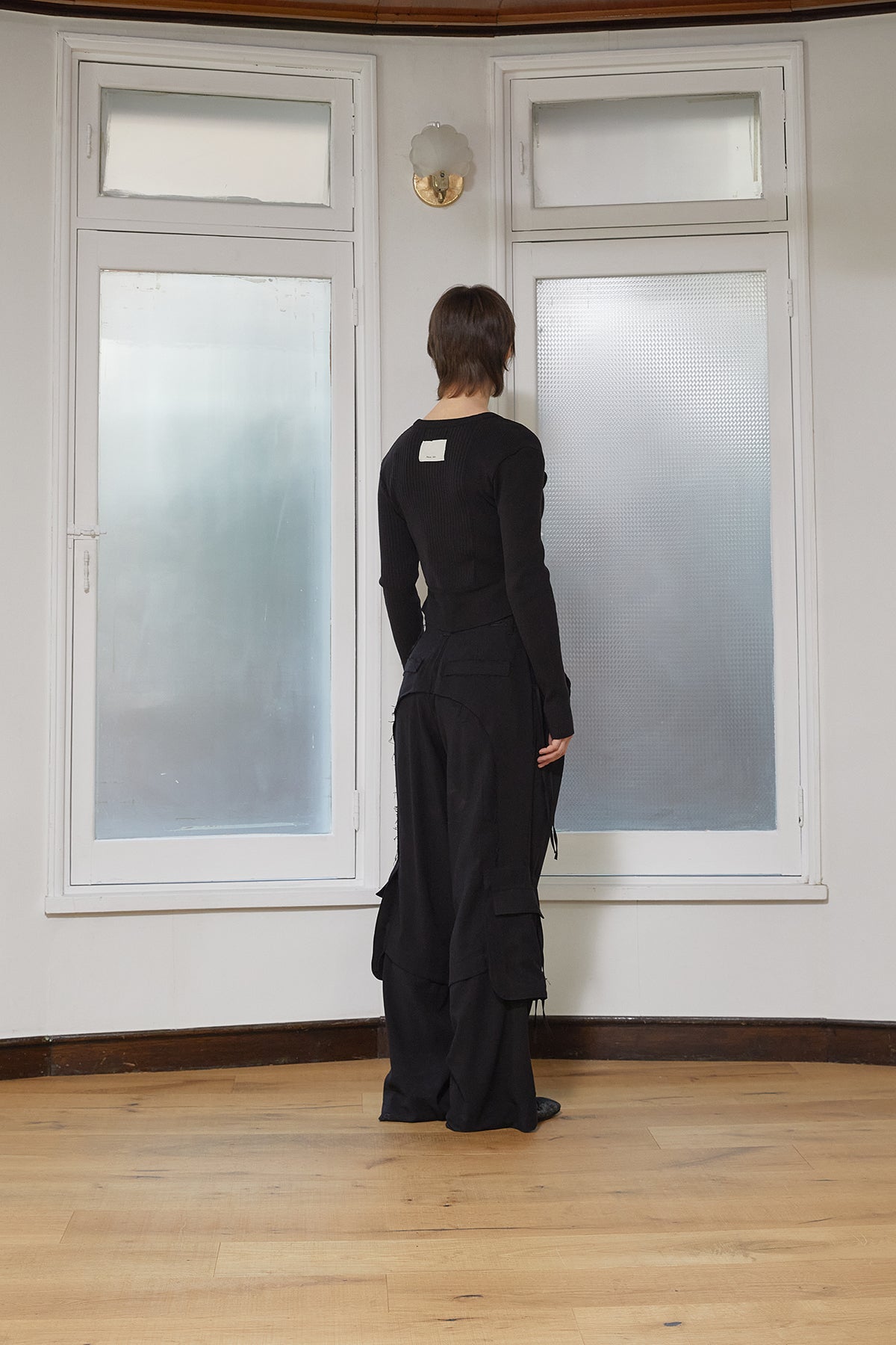 Matin Kim - Unbalance Cut Line Button Cardigan (Black) product image 8 | TRAB K-Fashion Australia