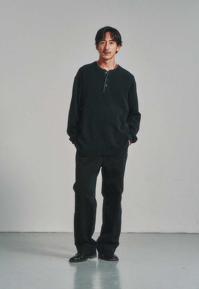 Art if acts - Garment Dyed Waffle Henley (Faded Black) product image 1 | TRAB K-Fashion Australia