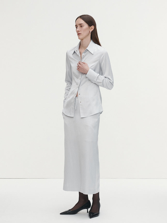 Tonywack - Satin Regular-Fit Shirt (Silver) product image 3 | TRAB K-Fashion Australia