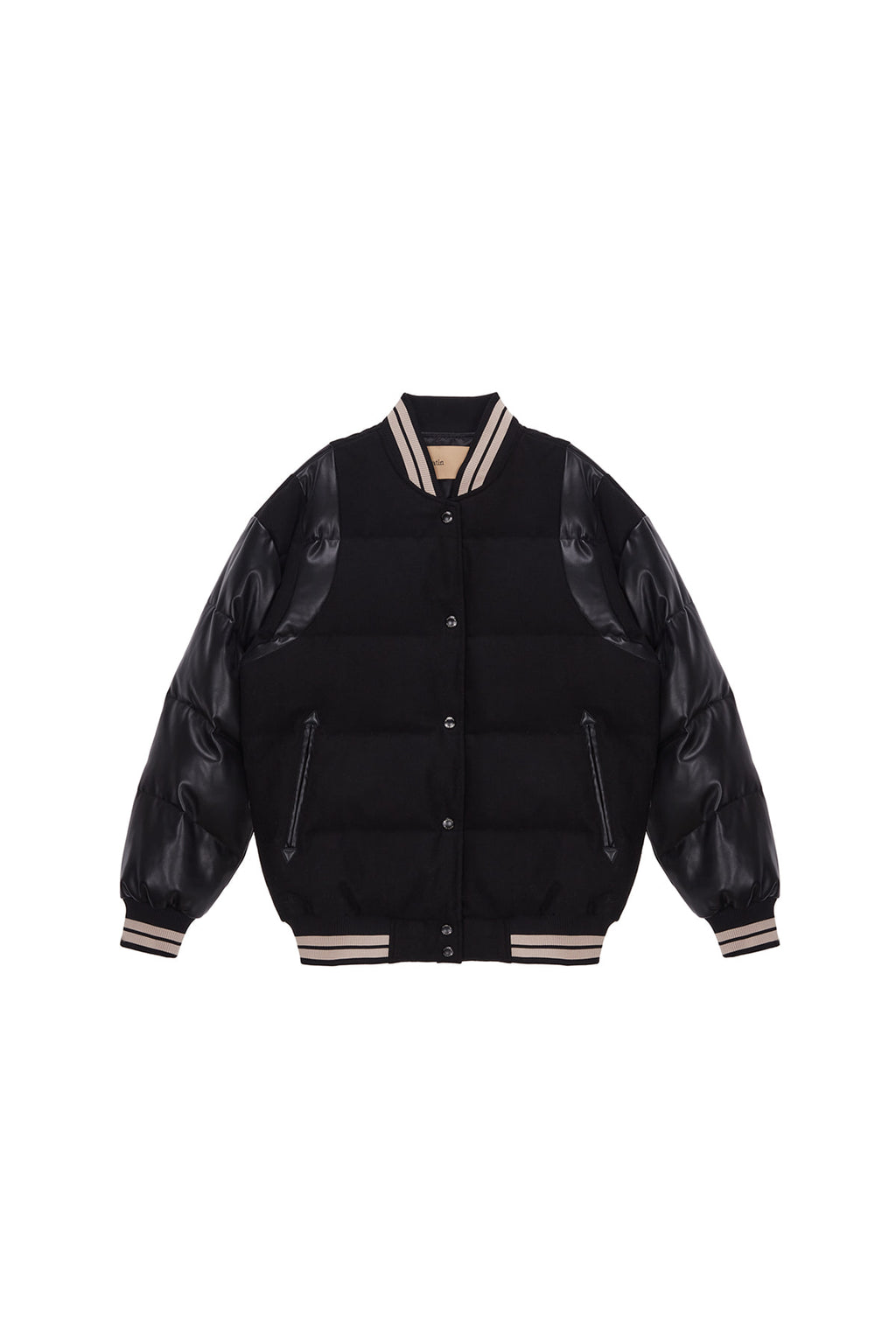 Matin Kim - Varsity Down Jacket (Black) product image 2 | TRAB K-Fashion Australia